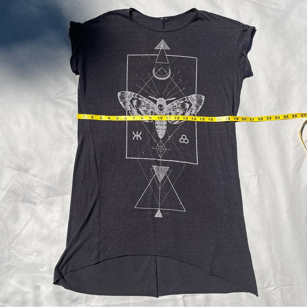 Graphic Witchy T-Shirt Dress with Moth Design - Picture 5 of 6